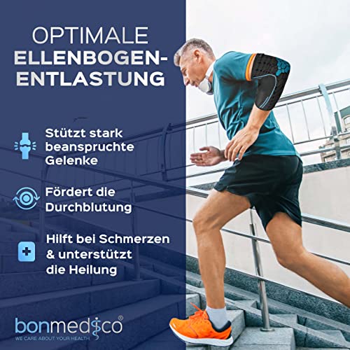 bonmedico Ellenbogenbandage, Tennisarmbandage, Ellenbogenbandage für Damen und Herren - 1 Stück, Grau, M