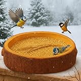 Bird Baths for Outdoors, 13.5" Resin Bird Bath Bowl with Water Pump and 2 Nozzles, Trunk Style Birdbath Fountain Bowl, Outdoor Feeder BirdBowl for Fall Winter Balcony, Patio, Garden, Deck, Yard Decor