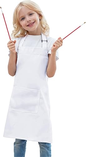 Delantal para niños y niñas, correa ajustable para el cuello, diseño de cierre de velcro en la cintura para hornear, cocinar, chef