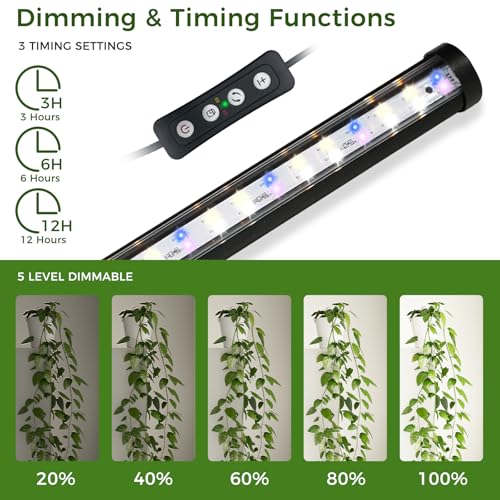 2PCS Grow Lights for Indoor Plants with Timer, 384 LEDs 42W Vertical Full Spectrum Grow Light 65 Inch Standing Grow Lights 3 Light Modes 5-Level Dimmable Wide Coverage by JarryStart - Image 7