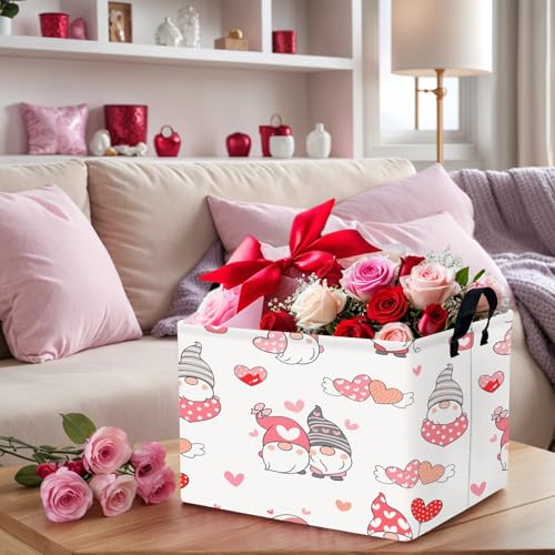 Image of Cute Heart Valentine's Day Basket Gifts Empty Storage Basket for Kid and Baby Room Decor (Dwarf Wings Love)
