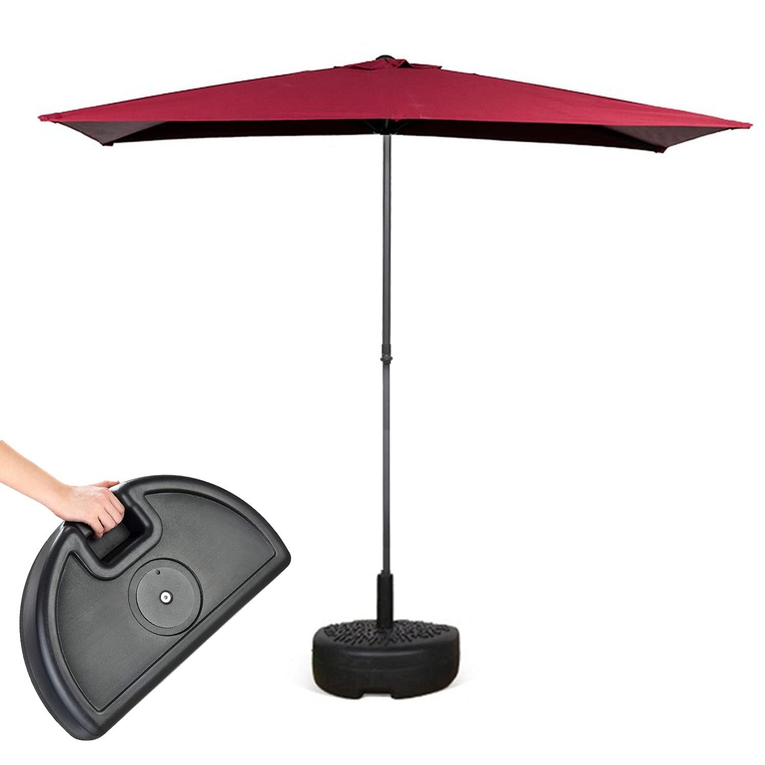 Parasol balcon rectangle 8 pieds mural réglable demi-parasol de jardin compact - 8