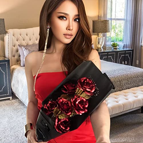 Woori Gold Roses Bouquet, Gold Plated Artificial Rose Golden Foil Rose, Forever Gifts For Her Valentine's Day Anniversary Wedding Mothers Day Birthday Gift And Proposal #TOP4