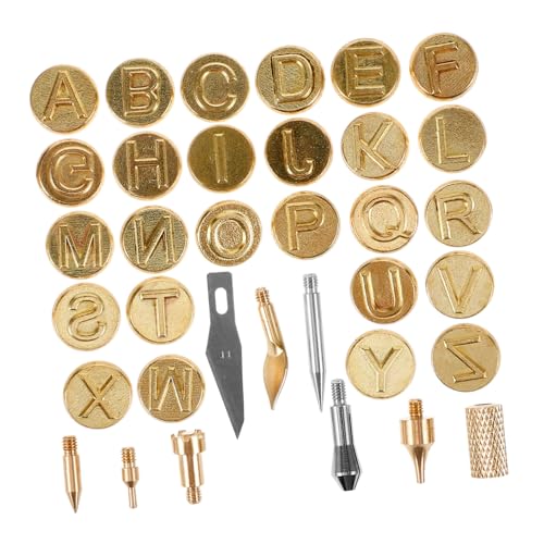 SHINEOFI Kit De Pointes De Pyrogravure Alphabet Pour Bricolage Gaufrage Et Fabrication De Lettres De Pyrogravure Pratiques
