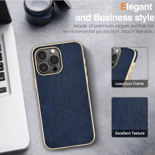 Protection iPhone 16 Pro fine en cuir PU bleu, étui ajusté antidérapant