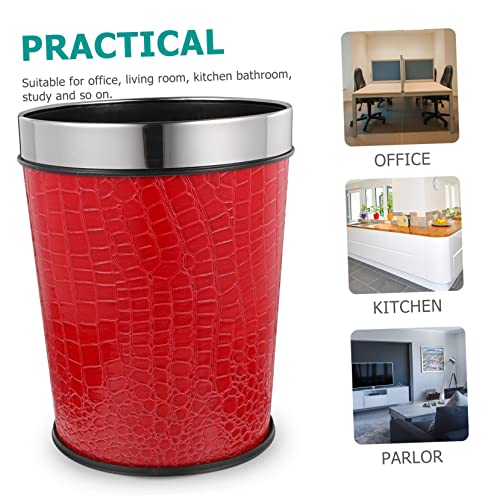 Caneca de basura rectangular sin tapa rojo para baño y cocina miniatura 4