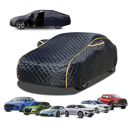 COPERTURA COMPLETA ANTI-GRANDINE PER AUTO TUTTE LE STAGIONI: La confezione include una comoda borsa portaoggetti, che ti consente di piegare facilmente la copertura per auto Anti-Grandine e di trasportarla con te nel bagagliaio. Il cordino elastico nella parte inferiore della copertura assicura una perfetta aderenza alla tua auto, 4 cinghie di fissaggio