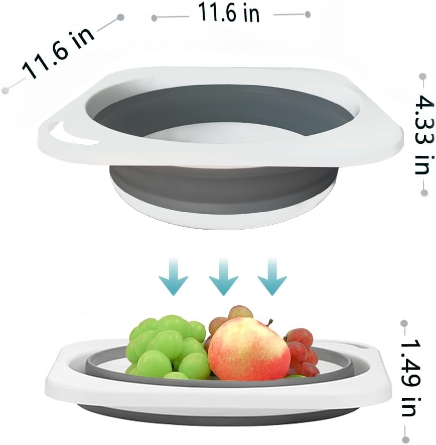Portable Collapsible Wash Basin, Foldable Dish Tub Space-Saving for Kitchen, Camping, Travel, Laundry, Bottles (Gray 1 Pack) image 3
