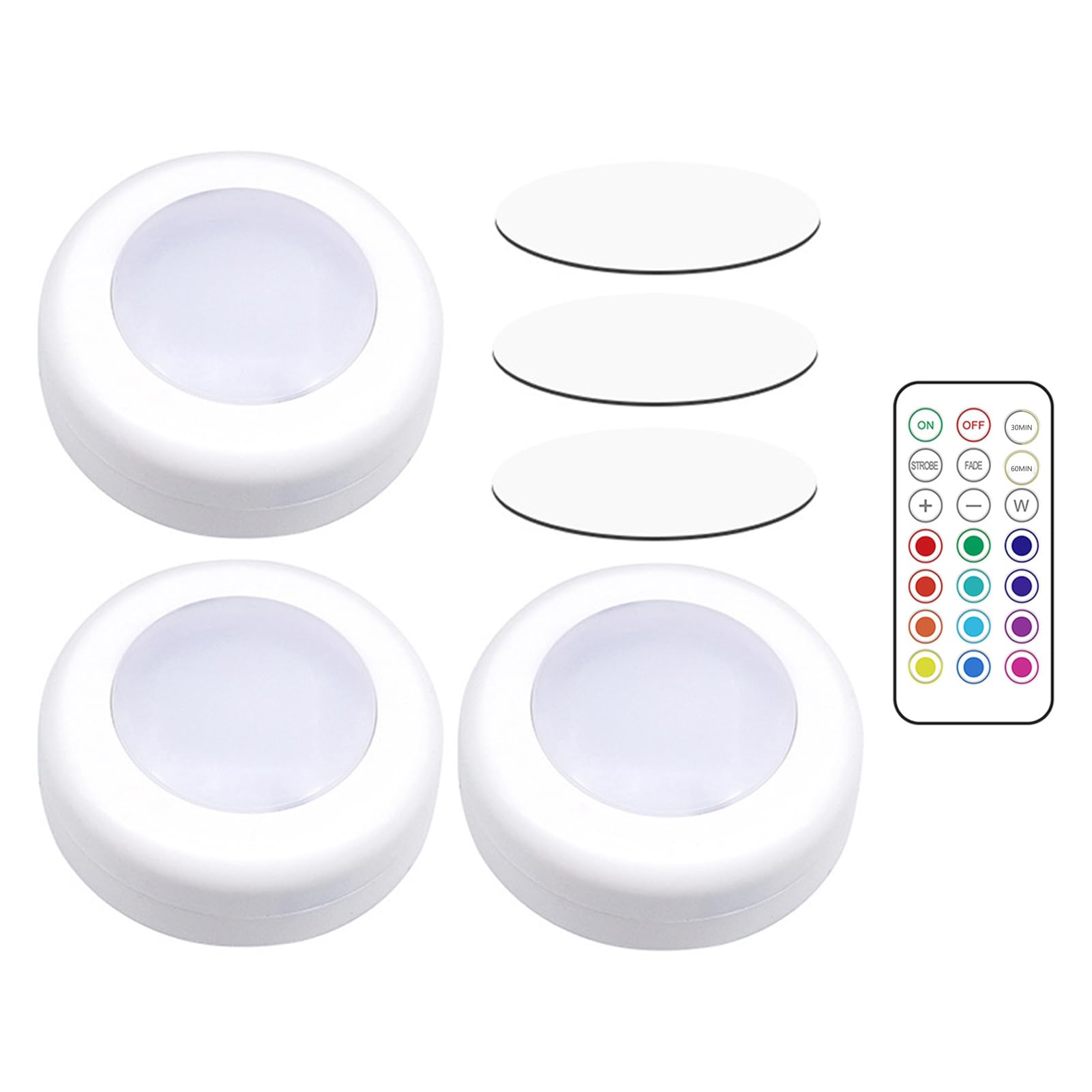Altsuceser LED Puck Lights with Remote Control, RGB Color Dimmable Wireless Closet Lights, Under Cabinet Lighting Stick on Tap Push Lights, Color Changing Under Counter Lights for Kitchen 3