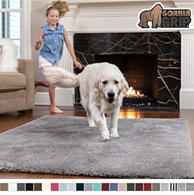 Gorilla Grip Original Faux-Chinchilla Area Rug, 7.5x10 Feet, Super Soft and Cozy High Pile Washable Carpet, Modern Floor Rugs, Luxury Shaggy Carpets for Home, Nursery, Bed and Living Room, Dark Gray