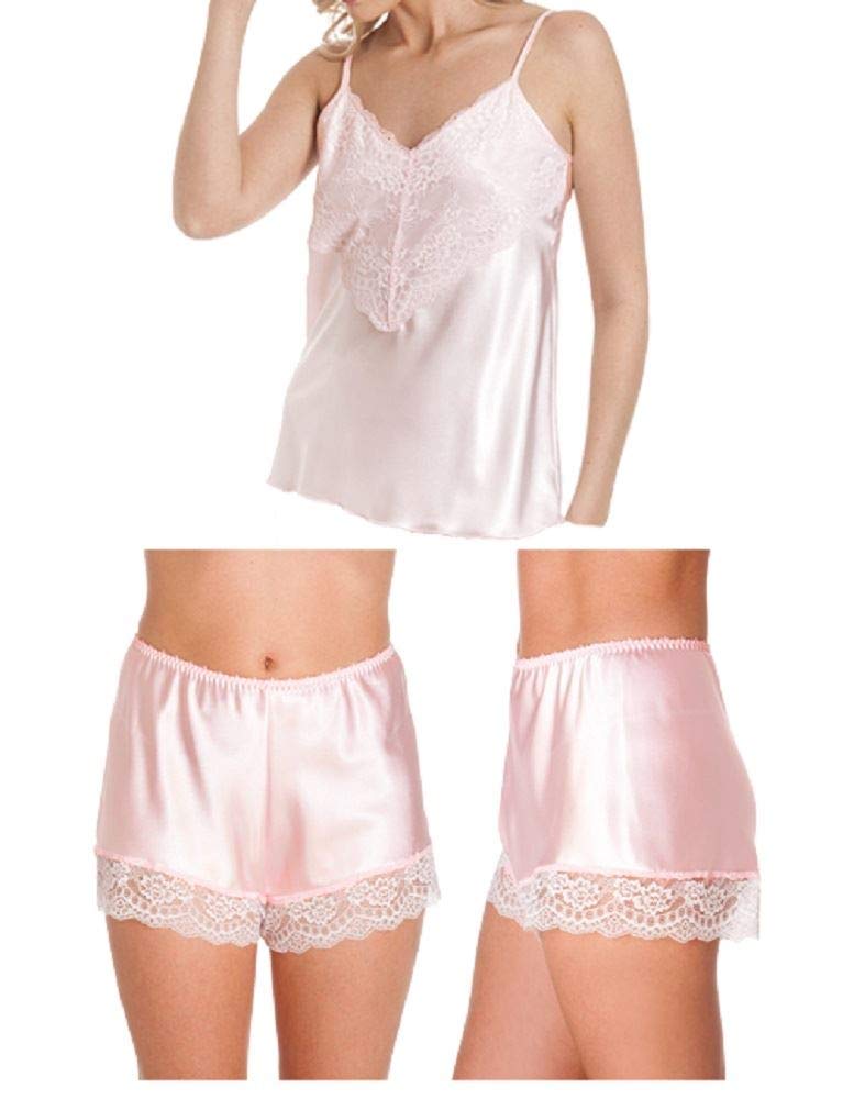 Undercover CT46-F58 Womens Luxury Satin Camisole Knicker Set Pink XOS