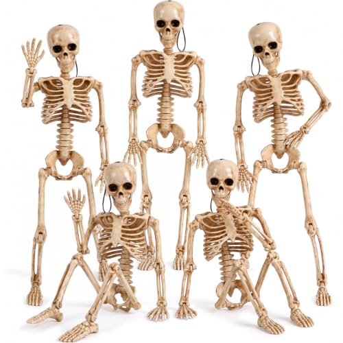 5 Pack 16 Inch Halloween Skeleton Decoration Spooky Prop for Indoor Outdoor