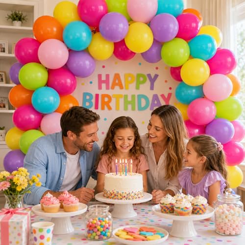 Image of Colorful Balloons, 60Pcs Rainbow Balloon, 12 Inch Latex Multicolor Balloons Bright Color Yellow Orange Hot Pink Teal Blue Green for Kids Birthday Baby Shower Summer Pool Hawaii Theme Party Decoration