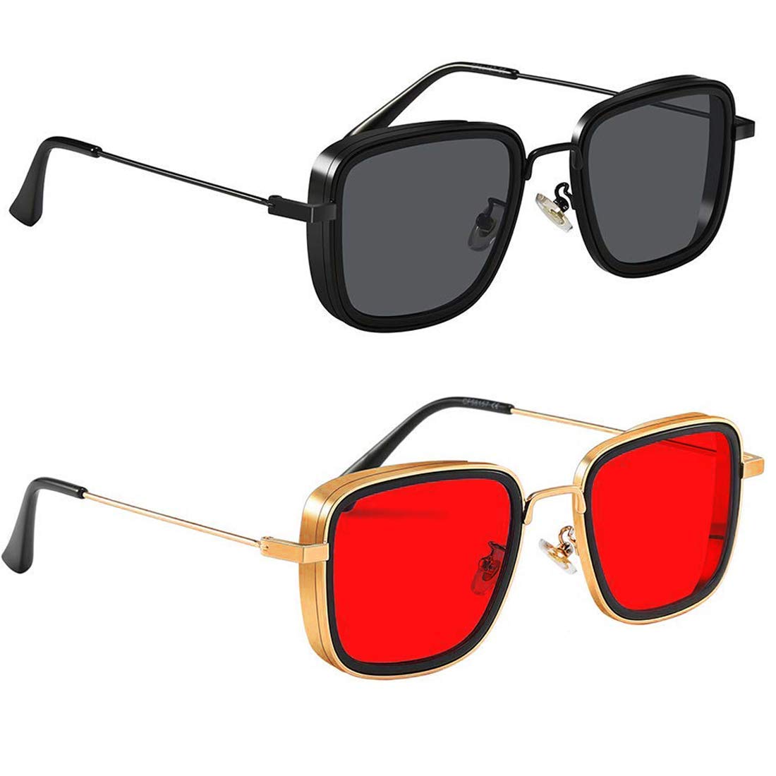 Carryminati Metal Square Unisex Sunglasses (Large) Pack of 2-image-27