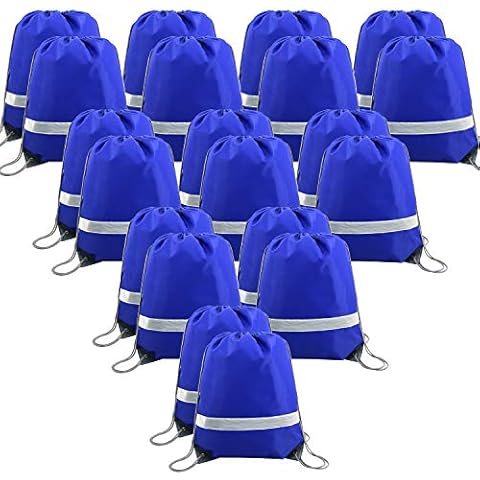 20 Pack Reflective Drawstring Bag Bulk for Team Company Corporation (Royal Blue) Cover