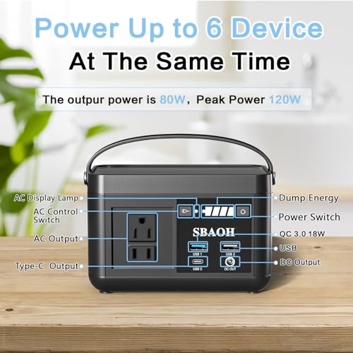 Portable Power Station 88.8WH, Solar Generator Lithium Battery Power 110V AC USB-C Power Delivery Solar Generators for Camping, Road Trips, Emergency Power - Image 4