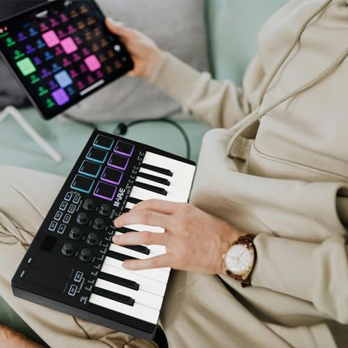 M-VAVE 25 Key USB MIDI Keyboard Controller with 8 Backlit Drum Pads, Piano Keyboard Wireless Semi Weighted Professional Dynamic Keybed, 8 Knobs, Software Included