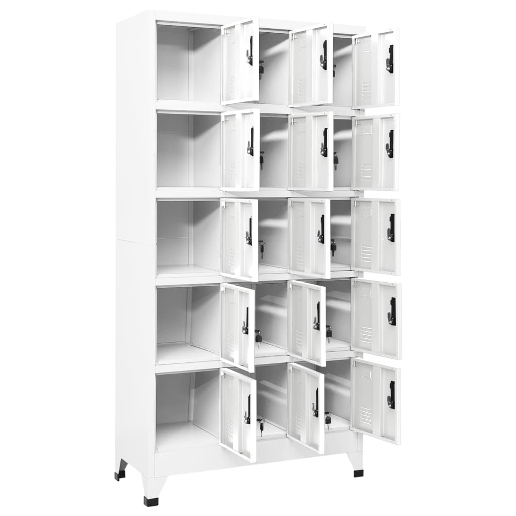 Taquilla de Acero Blanco 90x40x180 cm con 15 candados
