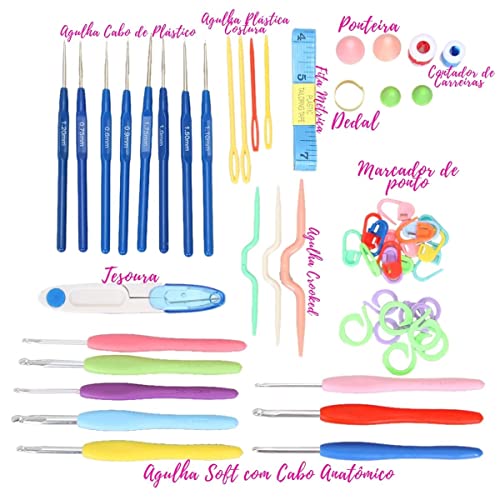 Kit De Crochê 16 Agulhas E Acessórios