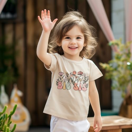 Image of Big Sister Shirt for Toddler Baby Girl Outfits Big Sis Announcement T-Shirt Gifts