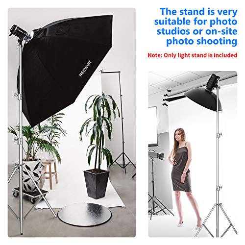 Image of NEEWER 118 inch /3m Stainless Steel Light Stand, Spring Cushioned Heavy Duty Photography Tripod with 1 /4 inch to 3 /8 inch Universal Screw Adapter for Strobe, LED Video Light, Ringlight, Monolight, Softbox