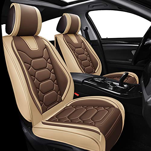 Oasis Auto Car Seat Covers Accessories 2 Pieces Front Premium Nappa Leather Cushion Protector Universal Fit For Most Cars Suv Pick-Up Truck, Automotive Vehicle Auto Interior Décor (Os-004 Coffee) #TOP1