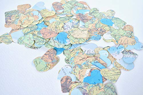 Vintage World Atlas/Map Heart Confetti - 275+ Ct. Party Decoration. 1.5" Wide. #TOP5