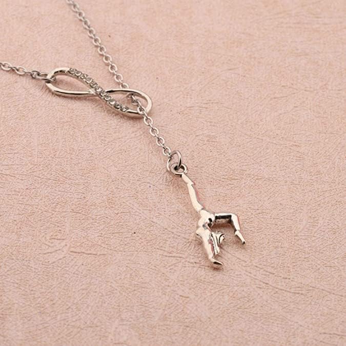 Gymnast Gift Gymnastics Y Necklace Infinity Love Charm Gymnast Bracelet Gymnastics Class Jewelry Gift for Women Girls (necklace, sl)