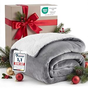 BEDSURE-Kuscheldecke-Warm-Sherpa-Wolldecke-Sofadecke-Flauschig-Sofaueberwurf-Decke-Dicke-Couchdecke-Geschenke-fuer-Frauen-Flauschige-Wohndecke-Grau-150×200-cm-XL