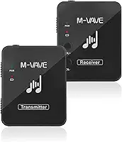 M-VAVE Sistema de Transmissão Sem Fio para Monitor de Ouvido Profissional, 2.4GHz, 30m Alcance, Latência <12ms, Áudio 24bit/48KHz, Mono/Stereo, 7h Bateria, Ideal para Músicos, Podcast, Igreja