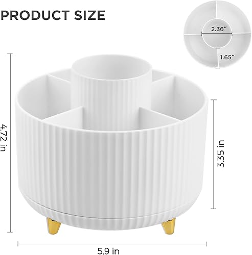 Miniatura 5 de HBlife 2 soportes para lápices para escritorio, 5 ranuras organizadores y accesorios giratorios de 360 grados, suministros de papelería de