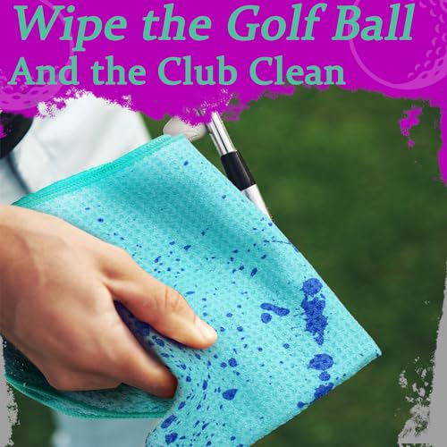 Peryiter DOU-PERYITER-1763 4 Pcs Shine Golf Towel With Clip Drip Lime Available Microfiber Towel For Golf Bags Golf Gifts For Men Women Birthday Waffle Pattern Golf Gifts For Golf Fan Retirement Gift thumb #3