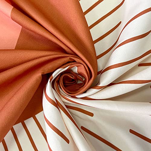 Viajar Boho Shower Curtain, Abstract Mountain Sunset With Leaf Leaves Mid Century Shower Curtain Minimalist Geometric Shower Curtains Boho Terracotta Fabric Shower Curtains Set With Hooks, (72X72) #TOP2