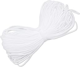 Mask Rubber, Approx. 0.1 inches (3 mm) x 65.6 ft (20 m), Elastic Cord for Masks, Waste, Mask String, Round Rubber, Pain-Resistant, White, Handmade