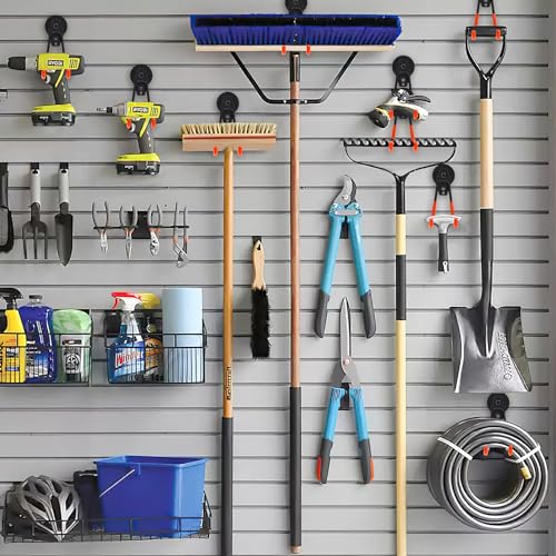 Wukong Große Magnethaken Wandhaken für Garage - Kein Bohren Erforderlich mit 70mm Gummiert Magnete Schwerlast Doppelhaken für Leiter, Stuhl, Schlauch, Fahrrädern, Elektrowerkzeugen Sperrigen