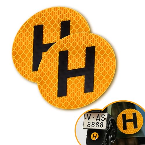 Pack x2 Señal H Exterior Pegatina Vehiculo Historico Reflectante Coche y Moto - Distintivo Vehiculo Historico Homologado (6cm x 6cm) Modelo Nuevo Reglamento 2024 - Vinilo Adhesivo Vehículo Histórico