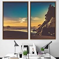 2 Piece Framed Canvas Wall Art Skyline and Sunset Canvas Prints Home Artwork Decoration for Living Room,Bedroom - 16