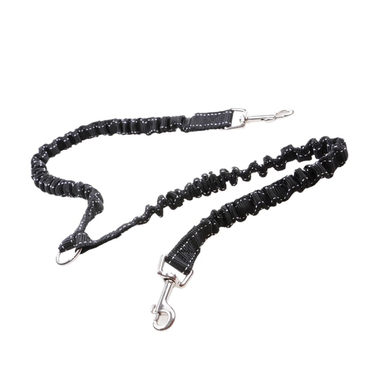 POPETPOP Double Head Strap Extendable Dog Traction Rope for Pets Durable Stretch Pulling Strap Black Pet Supplies for Dog Walking and Training