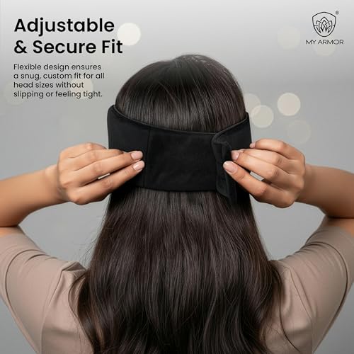 Image of MY ARMOR Premium Eye Mask for Sleeping | Super Soft & Lightweight Sleep Mask with Adjustable Strap | Comfortable for Men & Women | Ideal for Travel, Nap & Meditation (Black)