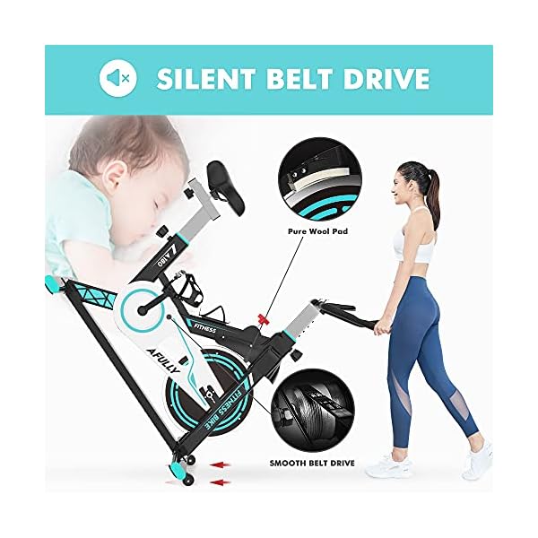 Afully Indoor Exercise Bikes Stationary Fitness Bike Upright Cycling Bikes Belt Drive Home Bicycles with Adjustable Resistance, LCD Monitor&Phone Holder Quiet for Home Cardio Workout