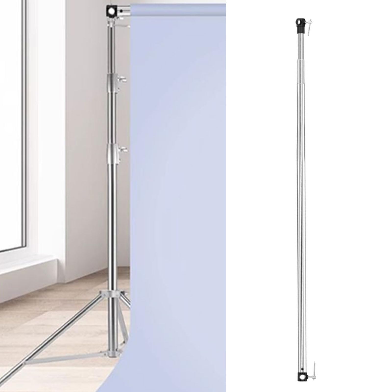 Barre de support télescopique en métal pour trépied, extension de 117 à 300 cm