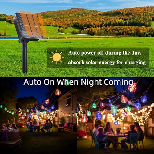 Luzes solares de corda ao ar livre, 50 LED Lâmpadas Dourado superbrilhantes à prova d'água de para