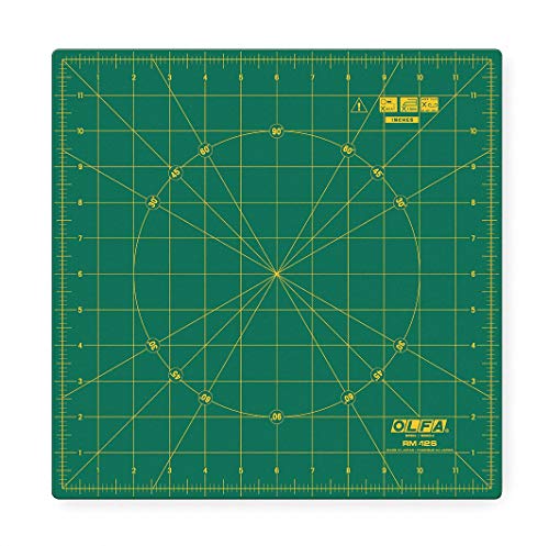 OLFA 12" x 12" Square, Self Healing Rotating Rotary Cutting Mat, Green