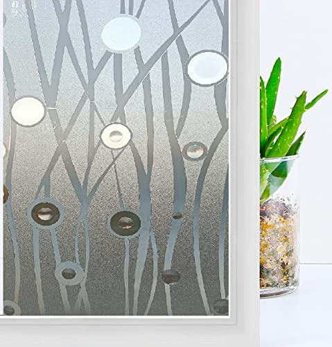Image of SUNBIRD Window Film Privacy Colorful Window Sticker, Decorative Window Vinyl, Adhesive Home UV Blocking, Heat Insulation Static Cling for Bathroom Office (24 X 60 INCHES, Vine BEL Frosted)