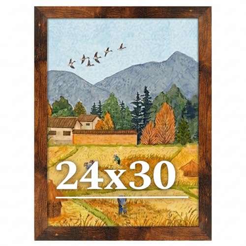 Veleclo 24x30 Picture Frame for Wall Display 24x30 Brown Picture Frame with Shatter Resistant Plexiglass Stable and Sturdy 24 x 30 Poster Frame for Wall Display Handpicked Gift Collection 1 Pack