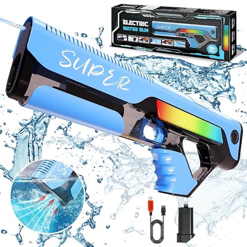 ROHSCE Electric Water Gun for Kids – High Powered Automatic Squirt Gun, Auto Suction Water Guns 32 FT Long Range Battery Water Blaster for Pool Beach Summer Outdoor Games