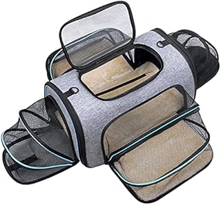 Siivton Airline Approved Pet Carrier, Soft Sided Pet Travel Carrier 4 Sides Expandable Cat Carrier with Fleece Pad for Cats, Puppy and Small Dogs