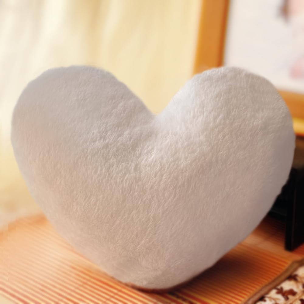 Cuscino decorativo Forma Di Cuore, Cuscino Decorativo per la Camera dei Bambini, Cuscino a Forma di Cuore, Cuscino in Peluche per Divano (Bianco)