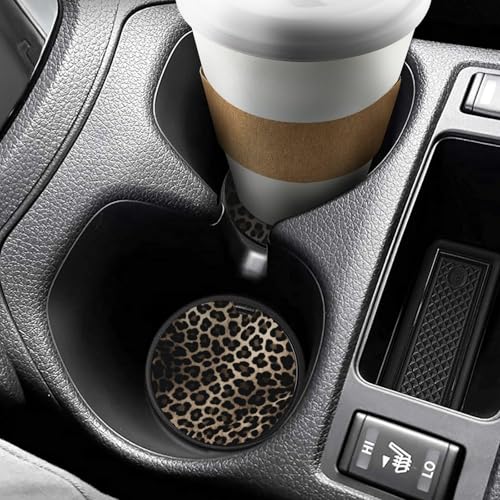 Portavasos para carro con estampado leopardo negro, 2 unidades miniatura 6