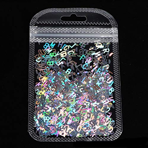 FEIlei Letter Stencil, 5 Colors Alphabet Holographic Letters Chunky Glitter Epoxy Resin Sequins 2g Per